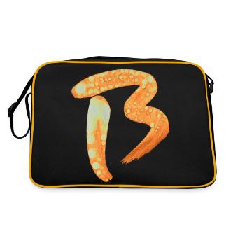 B - Aquarell - Retro Tasche - Schwarz/Gold - Hinten