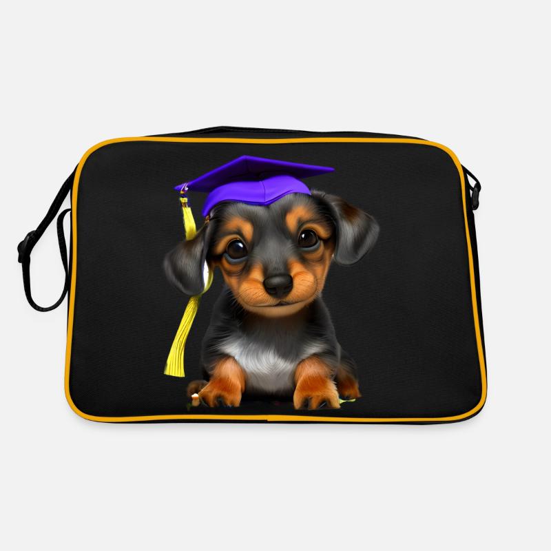 Bachelor Dachshund Studium Hunde Schulabschluss Retro Tasche