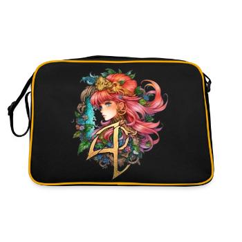 Fantasy Magic Anime Manga Girl by Yasin Akman Art - Retro Tasche - Schwarz/Gold - Hinten