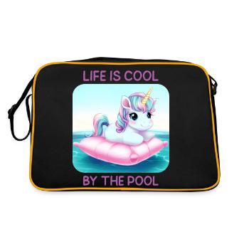Licorne dans la piscine Cadeau de vacances de bain d’été - Sac Retro - noir/or - Dos