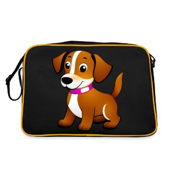 Kleiner brauner Hund, stehend - Retro Tasche - Schwarz/Gold - Hinten
