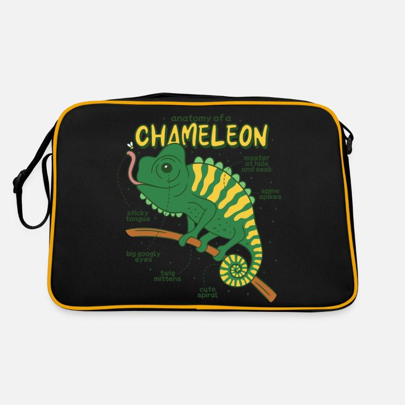 Anatomie eines Chamäleons Retro Tasche