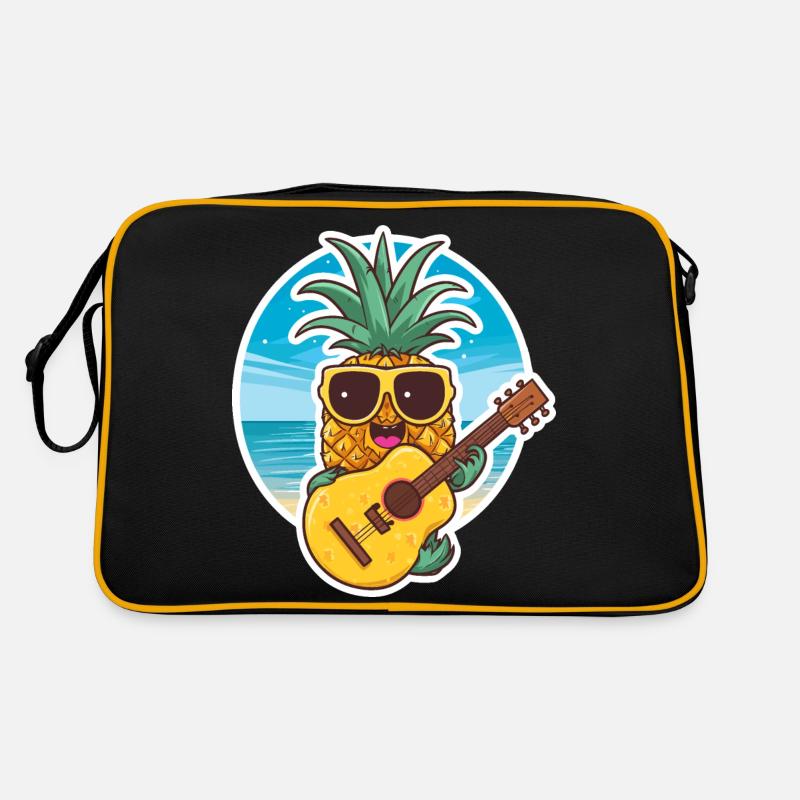 Ukulele Pineapple - Retro Tasche - Schwarz/Gold