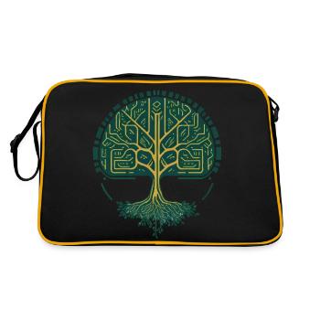 Wikingerbaum des Lebens - Retro Tasche - Schwarz/Gold - Hinten