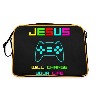 Jesus will change your life colour - Retro Tasche - Schwarz/Gold - Hinten