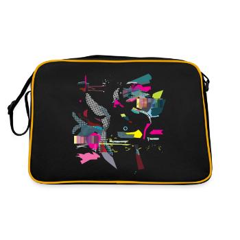 "Colorful Bird" in Pink - Retro Bag - black/gold - Back