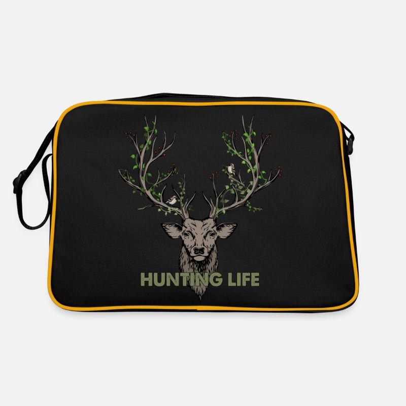 Hunting Elch mit Geweih - Retro Tasche - Schwarz/Gold