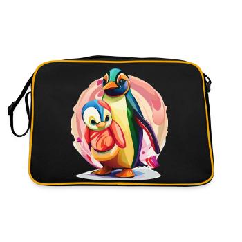 Pingouin mère et bébé - Sac Retro - noir/or - Dos