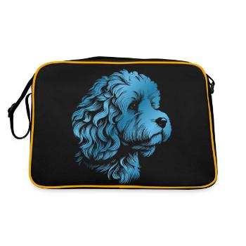 Cockerpoo Cockerspaniel Pudel Portrait, Zeichnung - Retro Tasche - Schwarz/Gold - Hinten