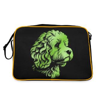 Cockerpoo Cockerspaniel Pudel Portrait, Zeichnung - Retro Tasche - Schwarz/Gold - Hinten