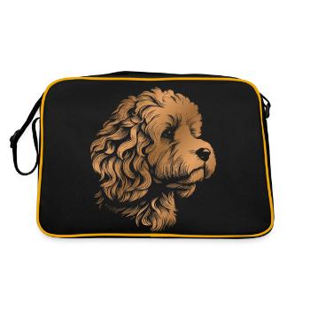 Cockerpoo Cockerspaniel Pudel Portrait, Zeichnung - Retro Tasche - Schwarz/Gold - Hinten