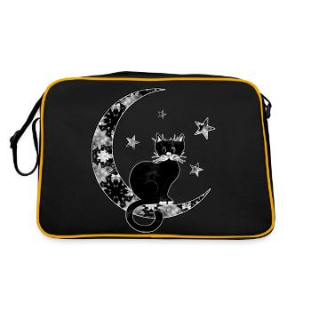 Katze - Retro Tasche - Schwarz/Gold - Hinten