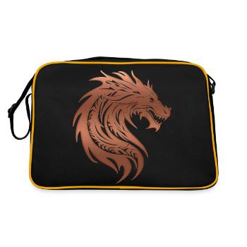Fantasy Dragon Anime Dragon Head Mythical reptile - Retro Bag - black/gold - Back