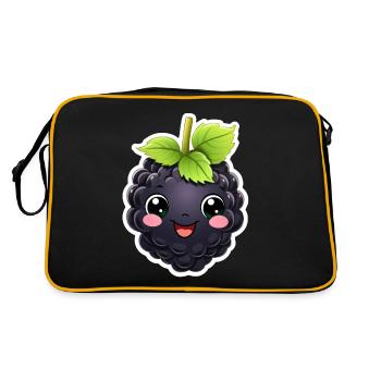 Brombeere kawaii süß - Retro Tasche - Schwarz/Gold - Hinten