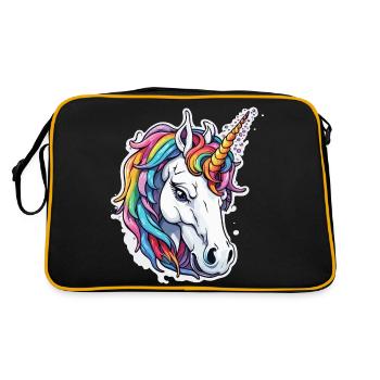 Einhorn / Fabelwesen / Märchen / Magie / Glitzer - Retro Tasche - Schwarz/Gold - Hinten