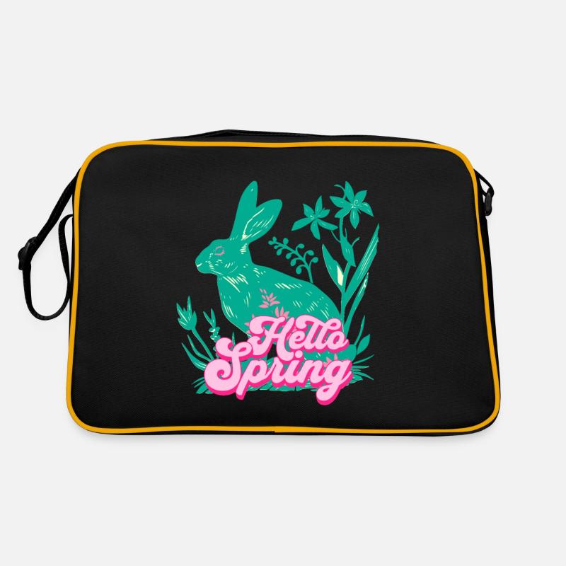 Hello Spring Rabbit with Flowers Retro Bag
