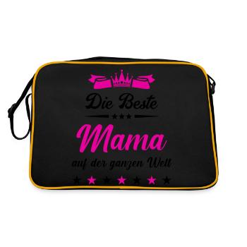 beste mama auf der welt - Retro Tasche - Schwarz/Gold - Hinten