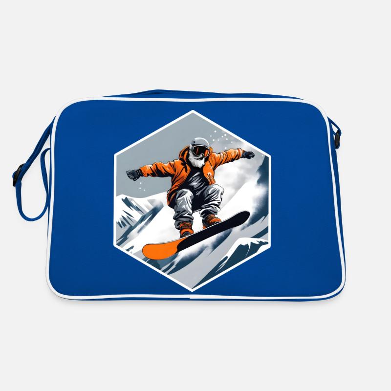Snowboarder Alter Mann mit Bart Retro Tasche