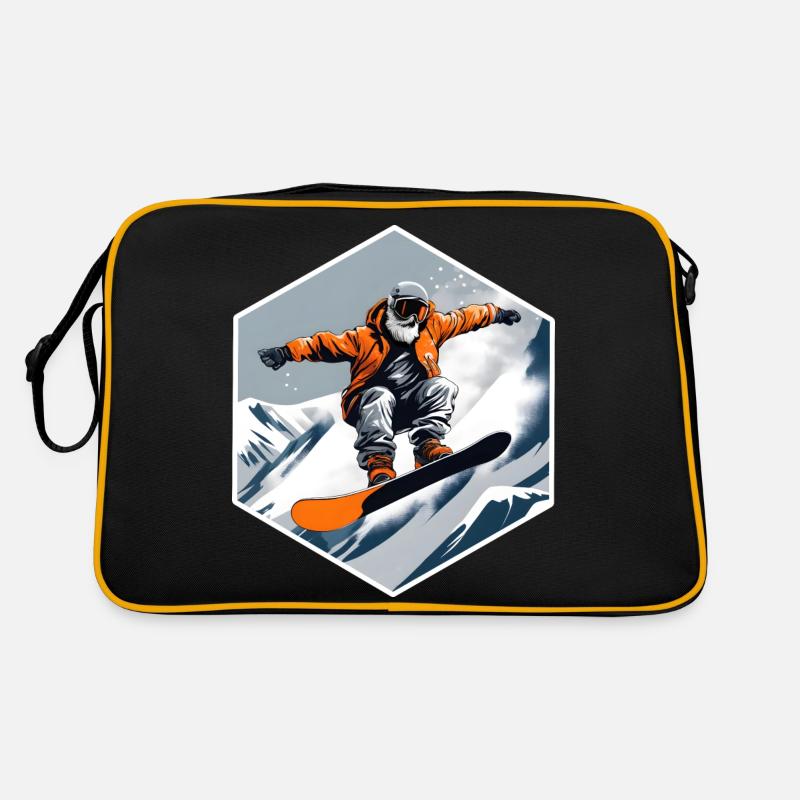Snowboarder Old Man With Beard Retro Bag