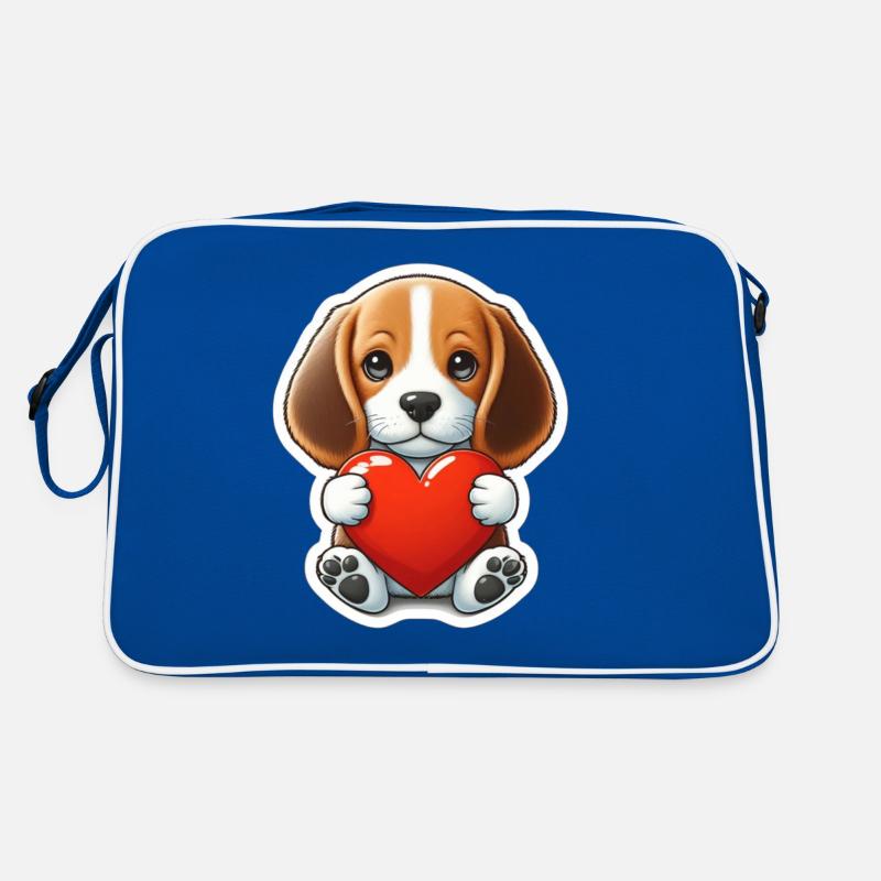 Beaglewelpe mit Herz Retro Tasche