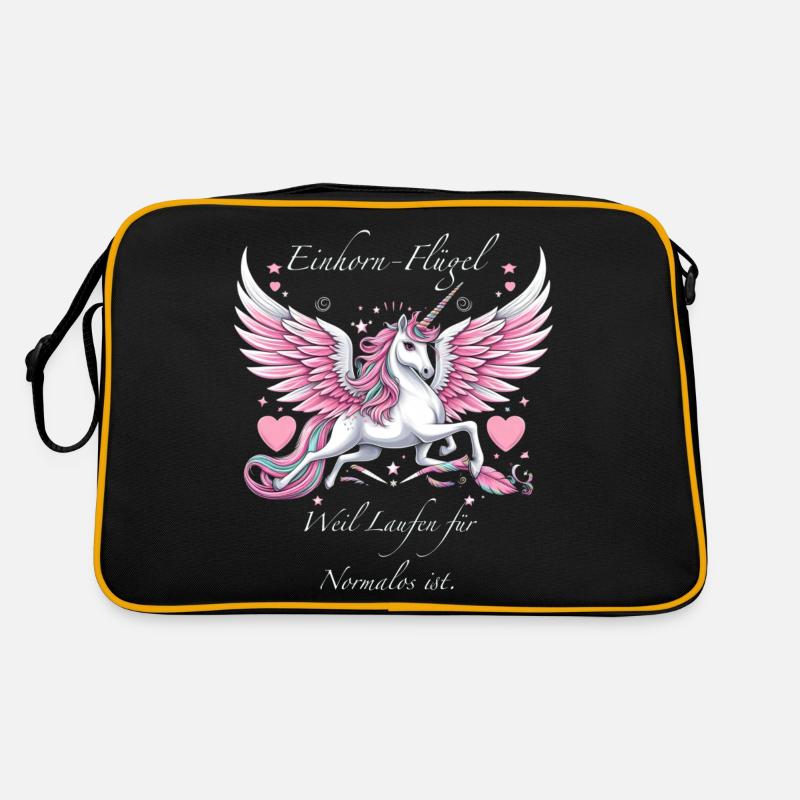 Ailes de licorne : Parce que la course à pied est🦄👟😂 pour les gens normaux - Sac Retro - noir/or