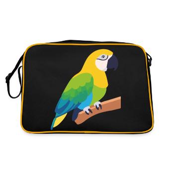 Colorful parrot bird on branch - Retro Bag - black/gold - Back