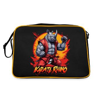 Karate Nashorn - Retro Tasche - Schwarz/Gold - Hinten