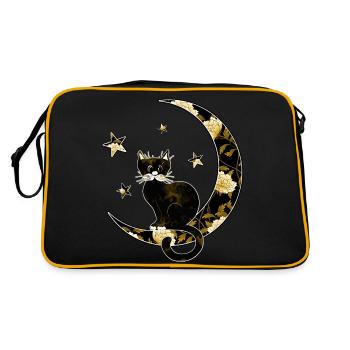 Katze - Retro Tasche - Schwarz/Gold - Hinten