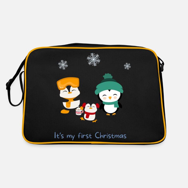 First Christmas with Baby - Retro Tasche - Schwarz/Gold