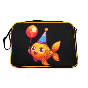 Poisson rouge Anniversaire Bande dessinée Mignon - Sac Retro - noir/or - Dos