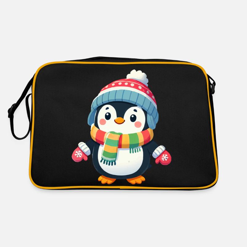 pinguin comic - Retro Tasche - Schwarz/Gold