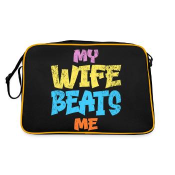 My Wife Beats Me at Every Game Funny Joke Husband - Retro Bag - black/gold - Back