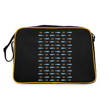 Minimalist Sardines and Waves Pattern for Summer - Retro Bag - black/gold - Back