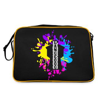 Langeoog Splash Wasserturm - Retro Tasche - Schwarz/Gold - Hinten