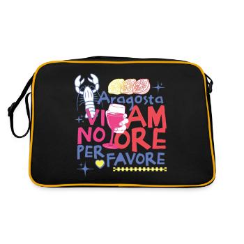Homard Vin et Amour Cadeau Italien été drôle - Sac Retro - noir/or - Dos