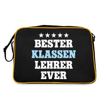 Bester Klassenlehrer Abschied Klassen Lehrer - Retro Tasche - Schwarz/Gold - Hinten