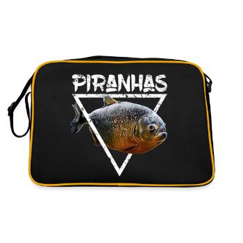 Piranha Monster Fish Keeper Predator Fish Design - Retro Bag - black/gold - Back