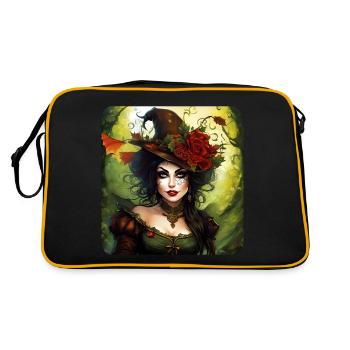 Fée d’Halloween avec chapeau et fleurs - Sac Retro - noir/or - Dos