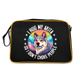 I Hug My Akita So I Dont Choke People - Sac Retro - noir/or - Dos