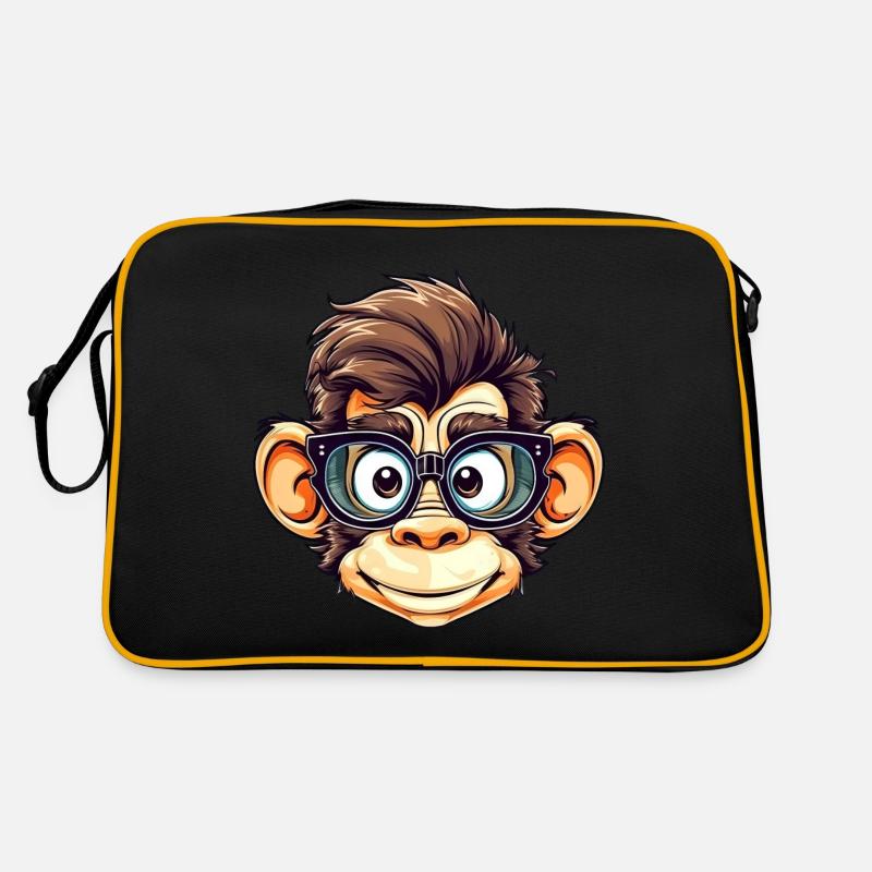 Nerdiger Schimpanse mit Nerd-Brille Retro Tasche