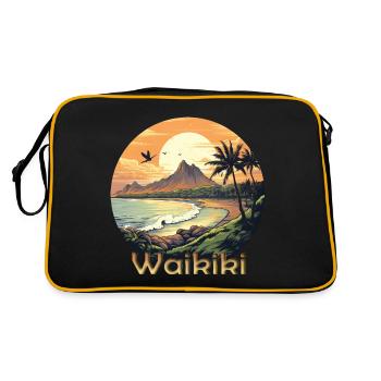 Waikiki Hawaii sunset on the beach - Retro Bag - black/gold - Back