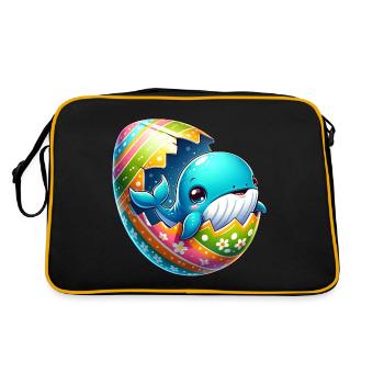 Éclosion de baleine colorée de dessin animé d’oeuf de Pâques - Sac Retro - noir/or - Dos