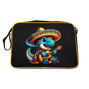 Cinco de Mayo Dino Trex - Retro Tasche - Schwarz/Gold - Hinten