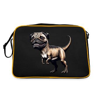 T-Rex & Pug Hybrid Cartoon Fun - Retro Bag - black/gold - Back