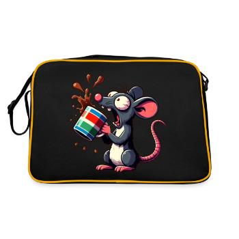 Mouse with coffee caffeine shock - Retro Bag - black/gold - Back
