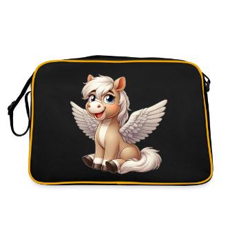 Dessin animé d’ange de cheval mignon avec des ailes - Sac Retro - noir/or - Dos