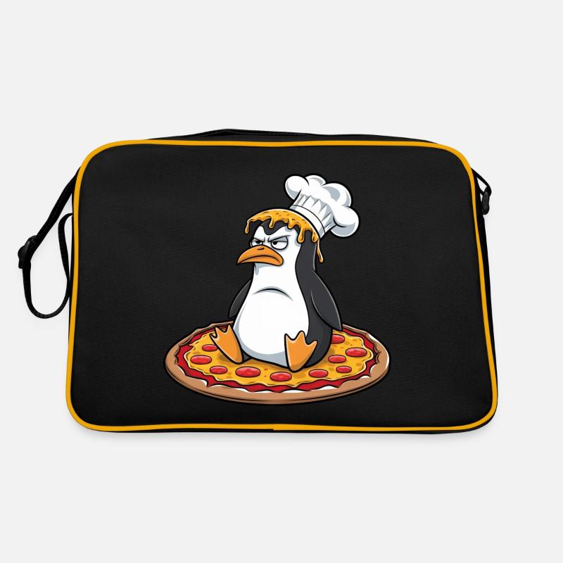 Cute Penguin Chef Pizza Cartoon Clumsy Retro Bag