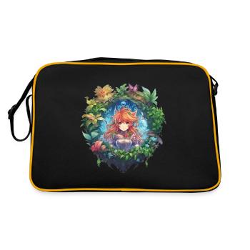 Süßes märchenhaftes Anime und Manga Mädchen - Retro Tasche - Schwarz/Gold - Hinten