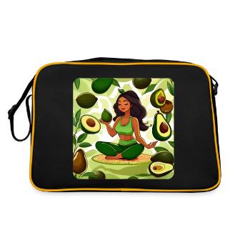 Femme de yoga avec des fruits d’avocat - Sac Retro - noir/or - Dos