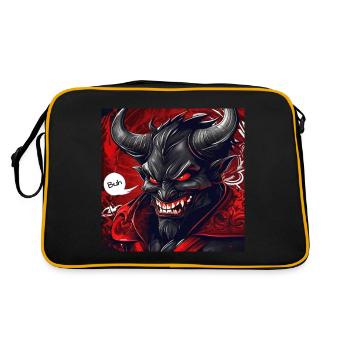 Evil grinning horror devil says boo - Retro Bag - black/gold - Back
